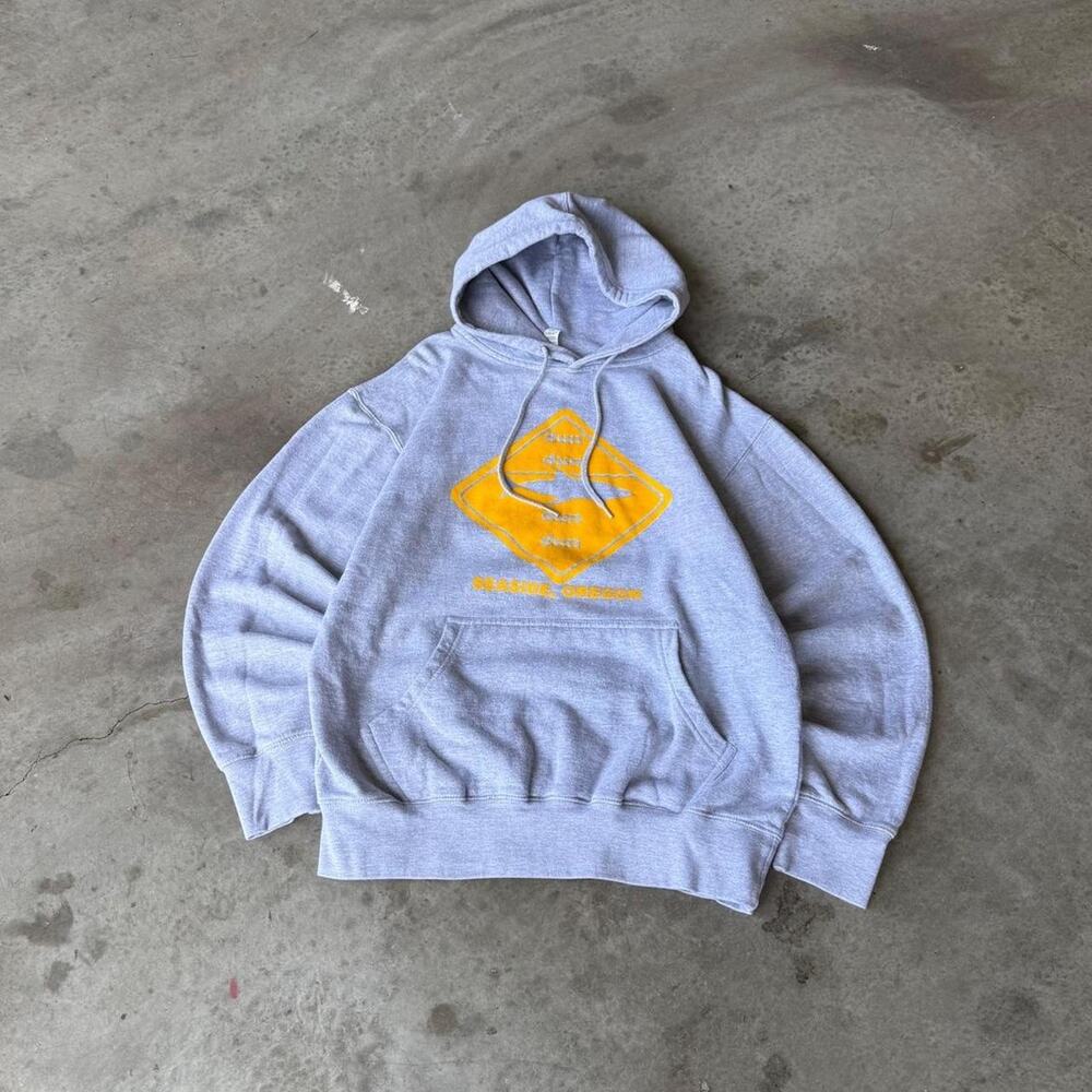 Y2K Grey Seaside Oregon Shark Graphic Hoodie